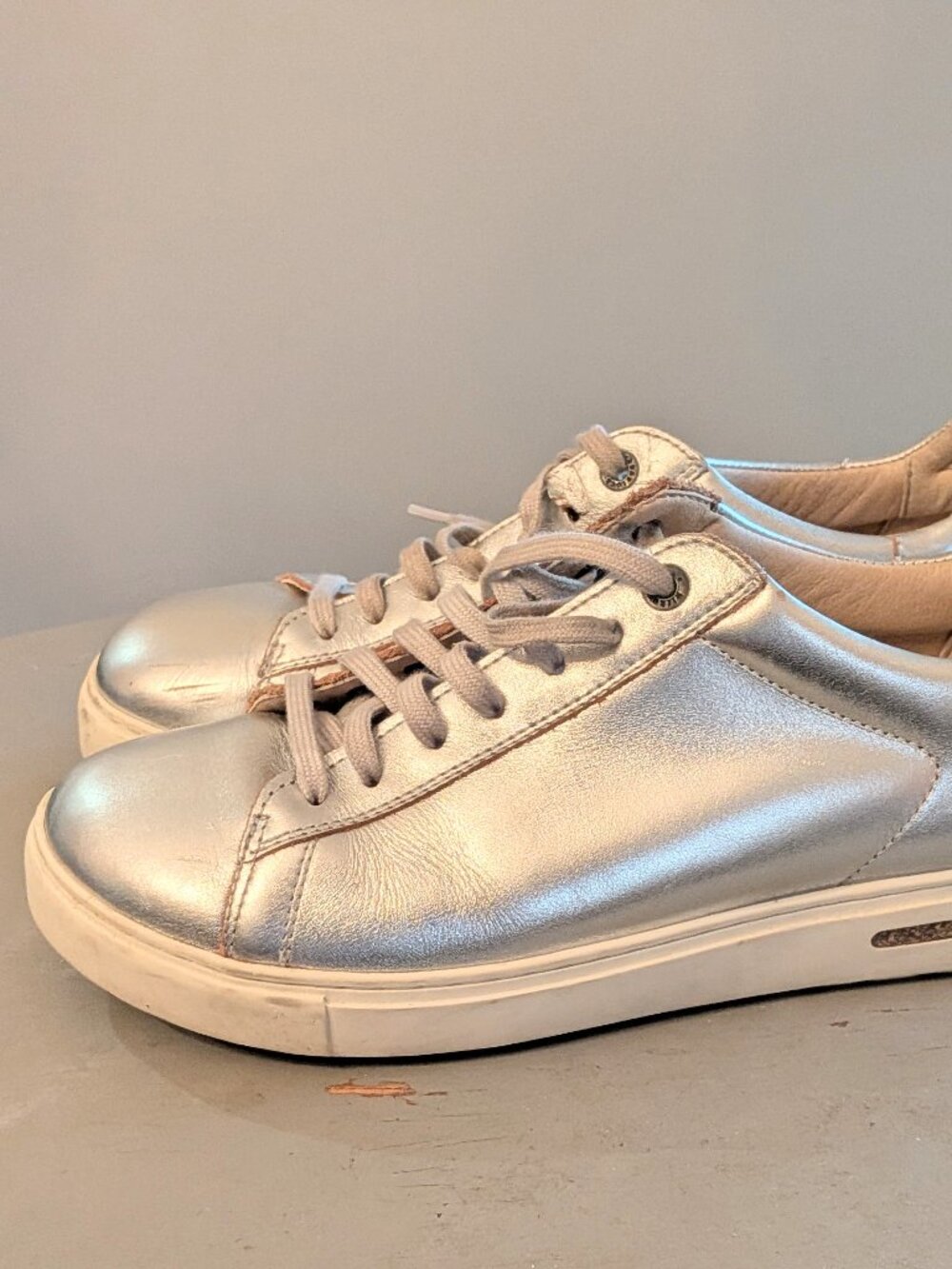 Birkenstock Bend Low Silver Metallic Cork Sneaker US 10/10.5 wide